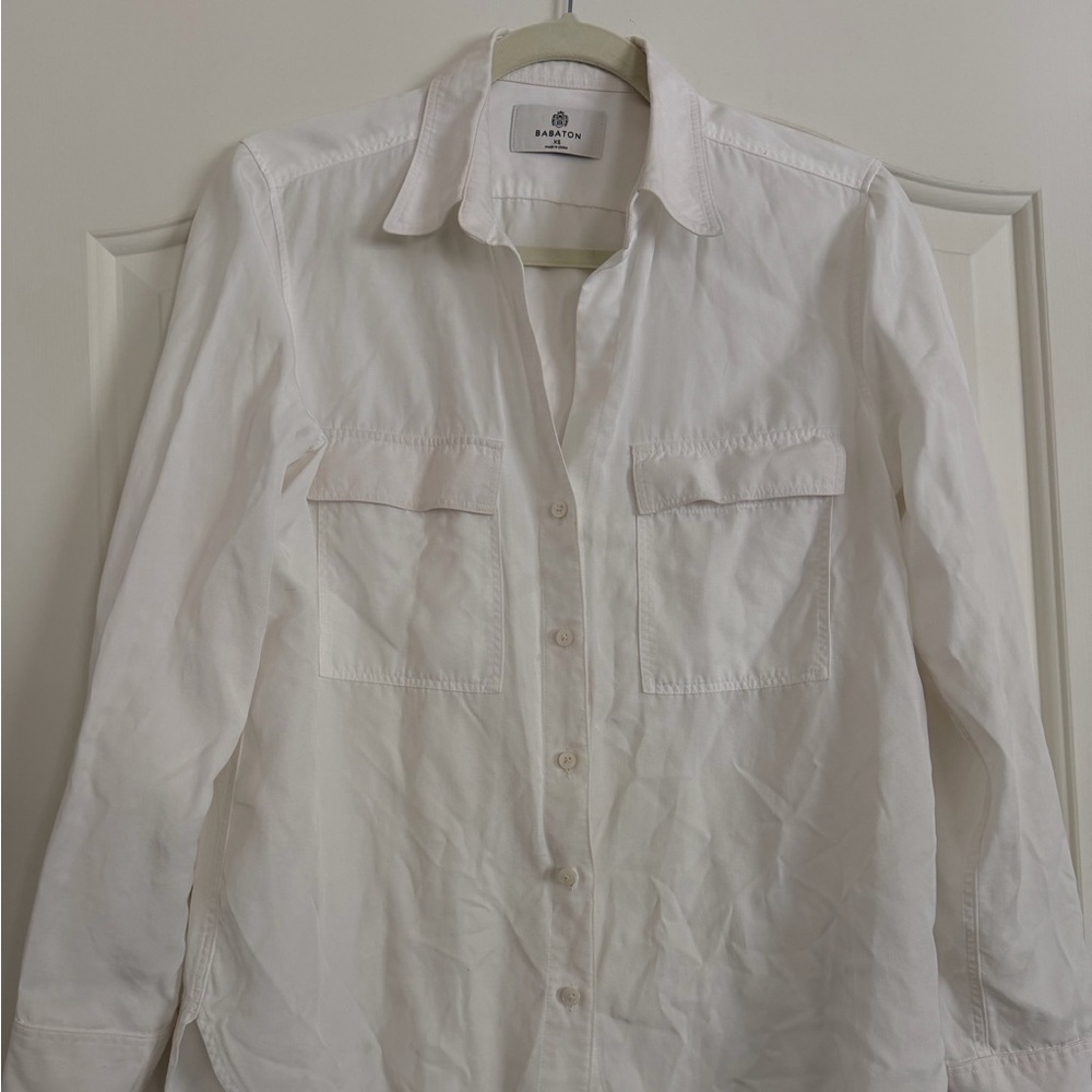 Babaton Aritzia Utility Tencel Button Down Shirt White XS